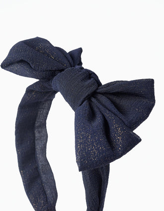 Bandolete com Laço para Bebé e Menina, Azul Escuro/Dourado