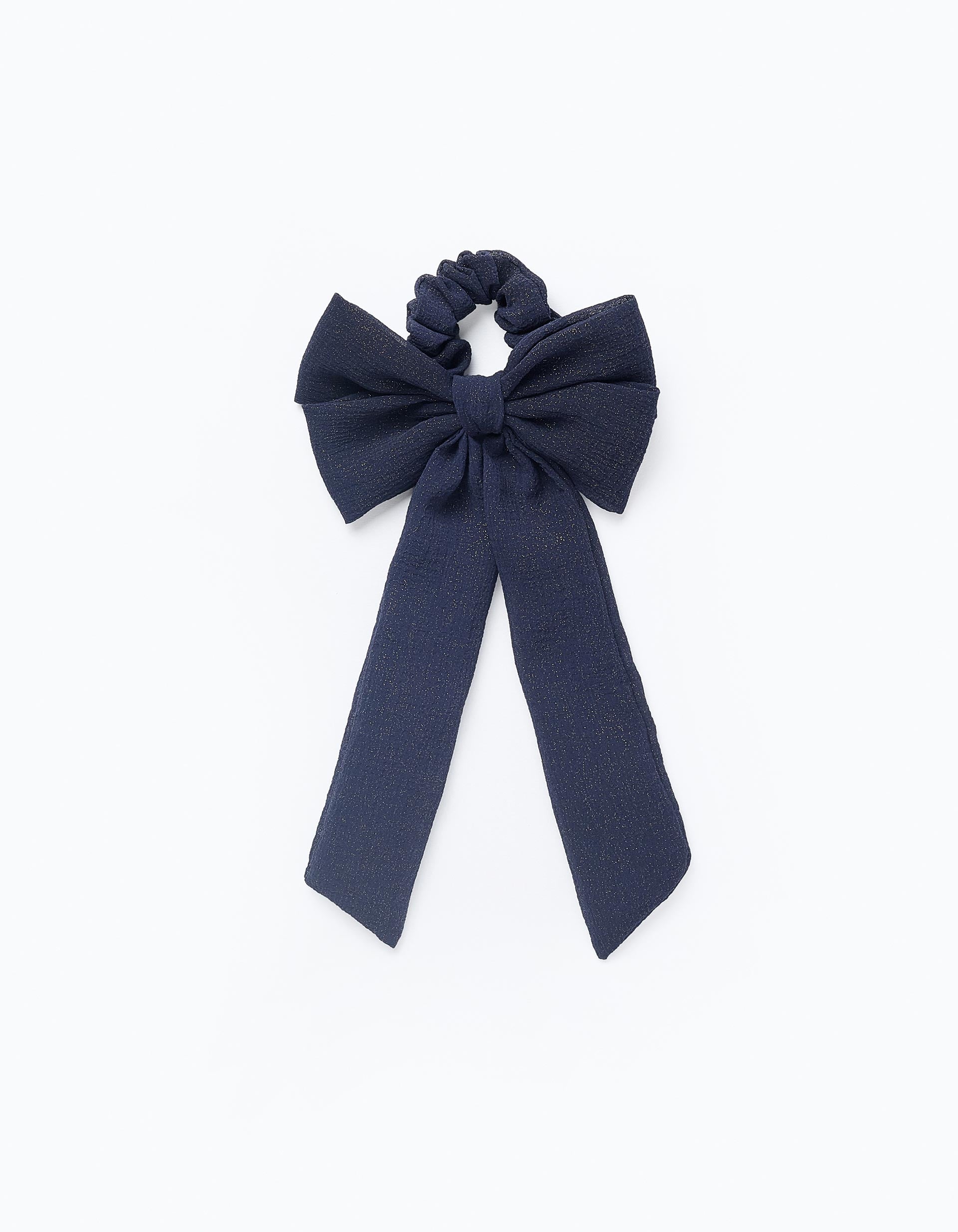 Scrunchie with Bow for Baby and Girls, Dark Blue/Gold