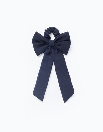 Scrunchie com Laço para Bebé e Menina, Azul Escuro/Dourado