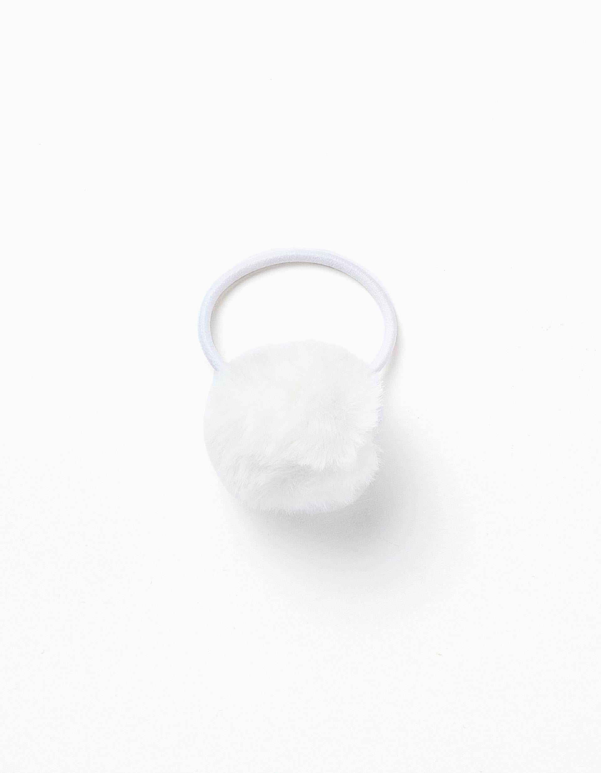 Élastique à Cheveux avec Pompon pour Bébé et Fille, Blanc