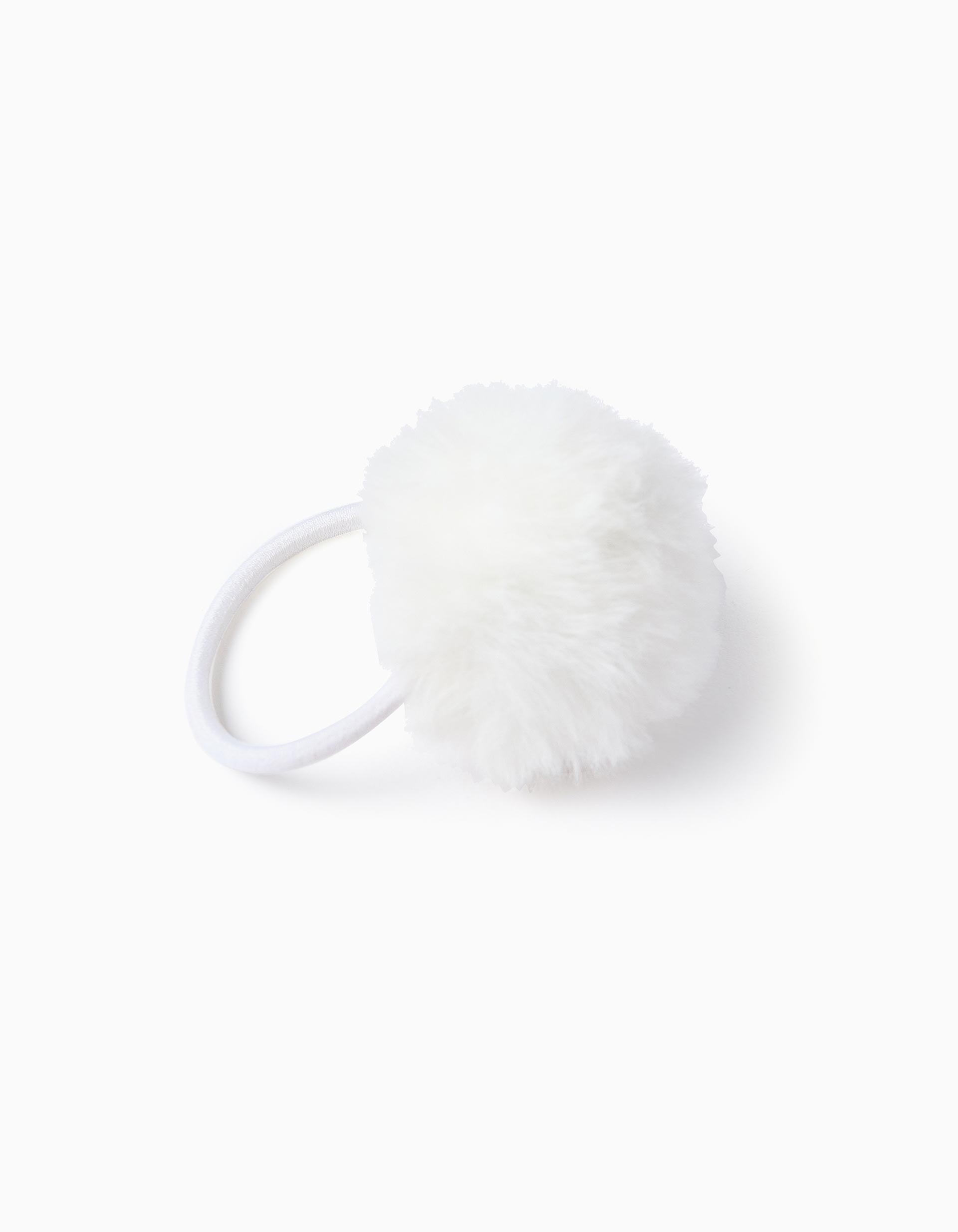 Élastique à Cheveux avec Pompon pour Bébé et Fille, Blanc