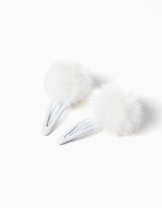 Pack 2 Ganchos com Pompons para Bebé e Menina, Branco