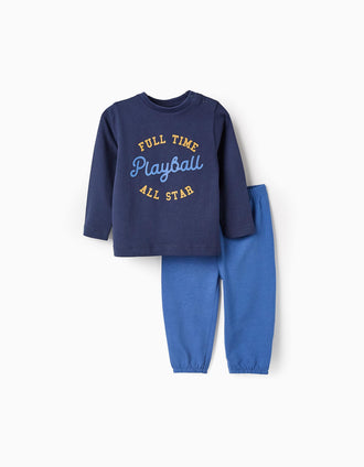 Pyjama en Coton pour Bébé Garçon 'Playball', Bleu