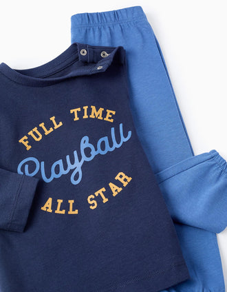 Pyjama en Coton pour Bébé Garçon 'Playball', Bleu