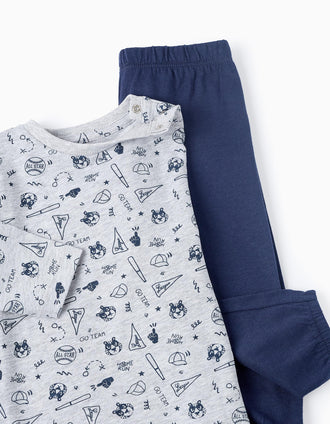 Pyjama en Coton pour Bébé Garçon 'All Star', Gris/Bleu foncé