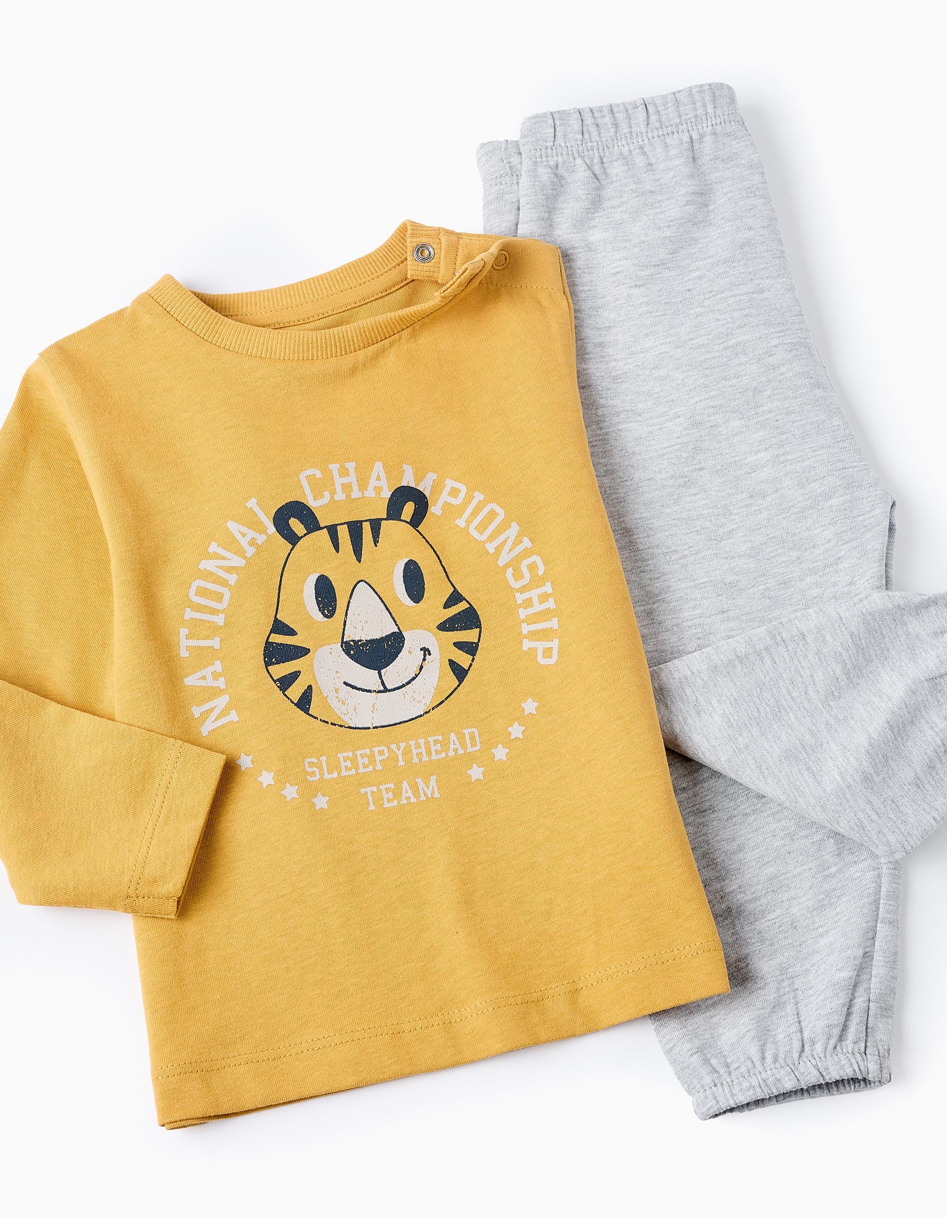 Cotton Pyjama for Baby Boys 'Tiger', Grey/Yellow