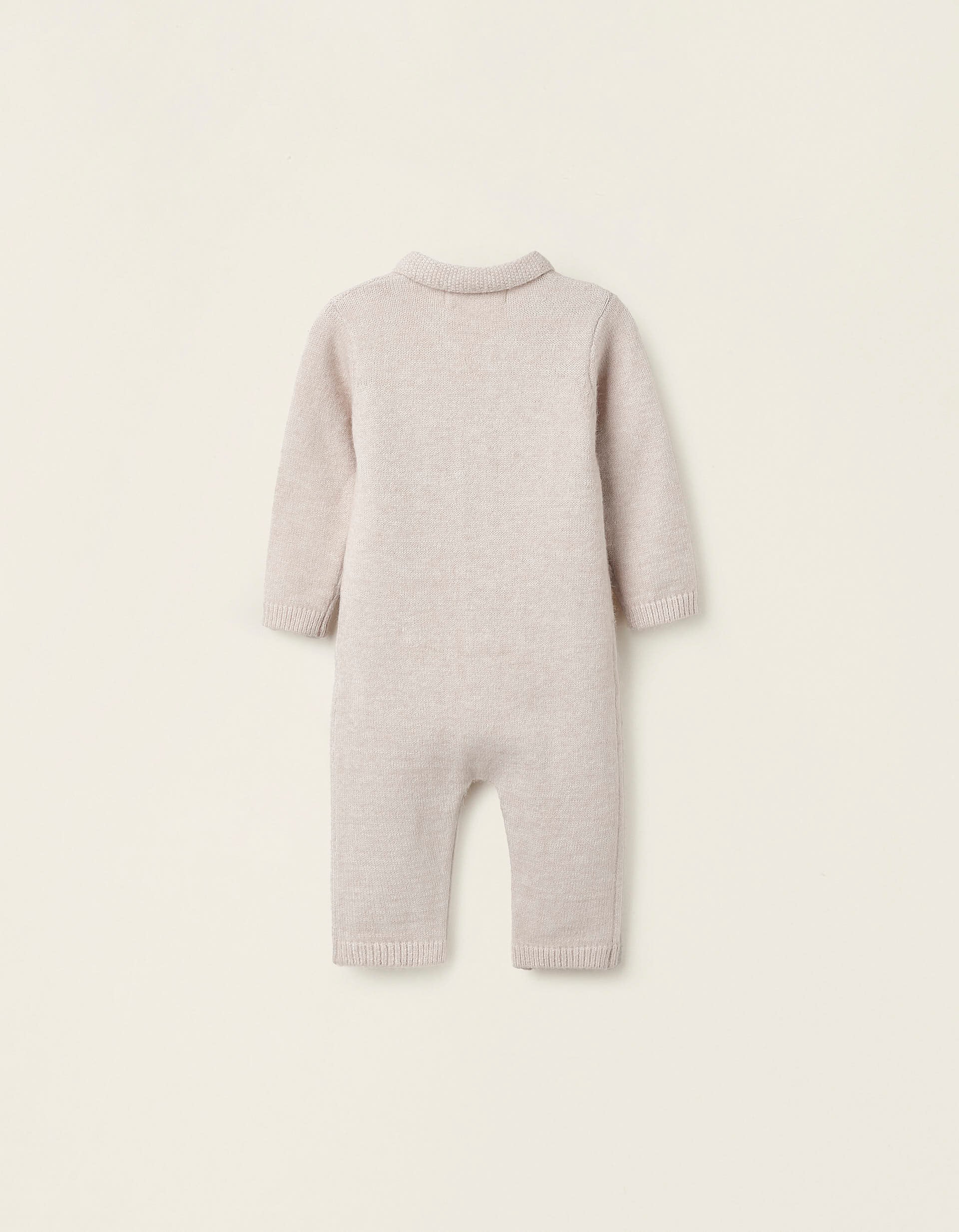 Knitted Jumpsuit for Newborns, Beige