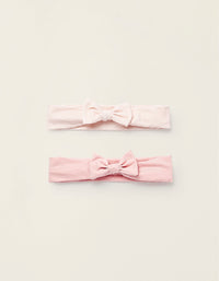 Pack 2 Bandeaux pour Cheveux en Coton pour Nouveau-née, Rose