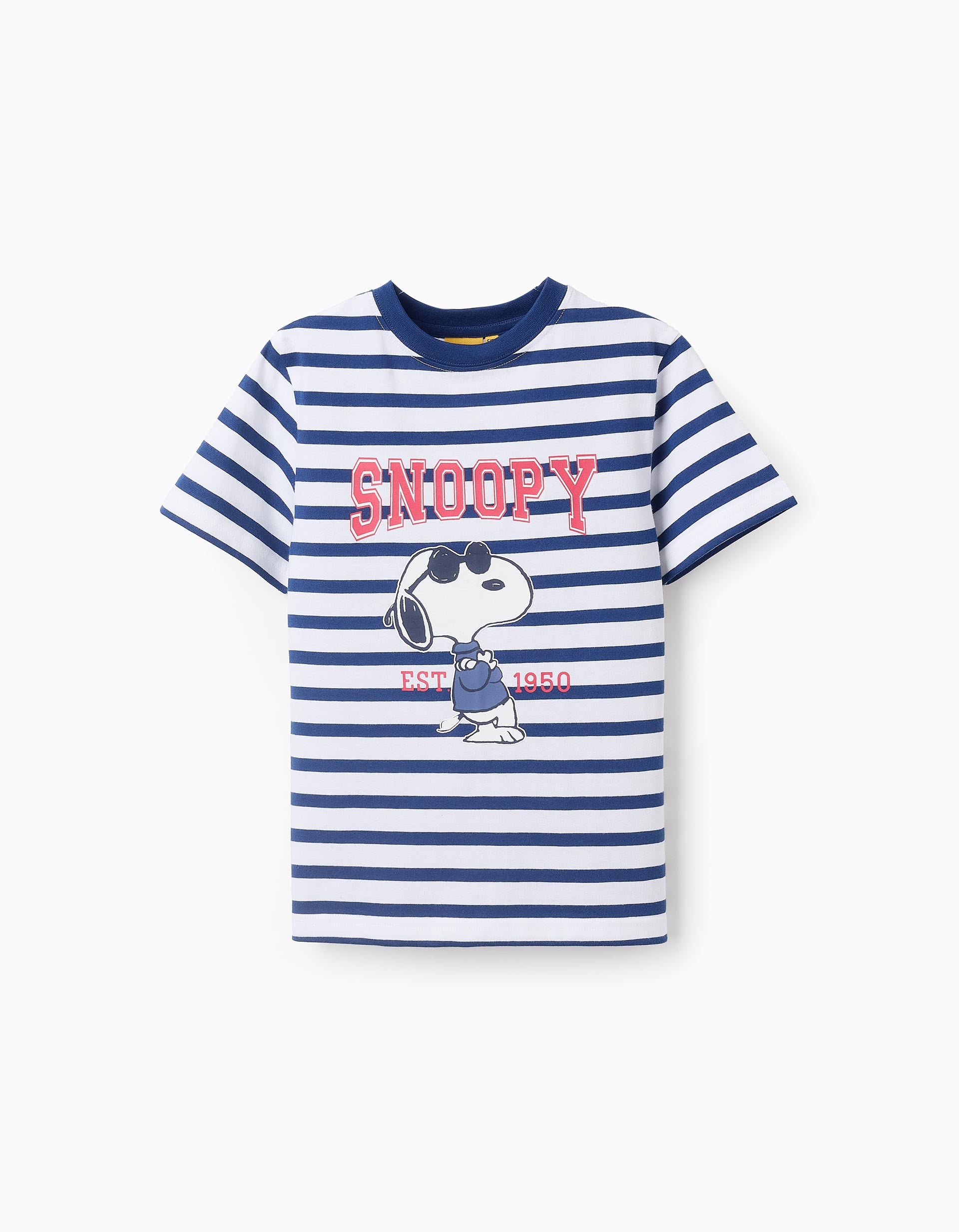 Striped T-shirt for Boys 'Snoopy', White/Blue