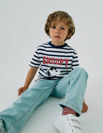 Camiseta a Rayas para Niño 'Snoopy', Blanco/Azul