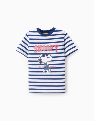 Camiseta a Rayas para Niño 'Snoopy', Blanco/Azul