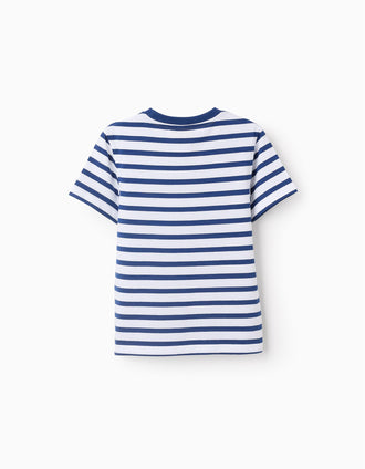 Camiseta a Rayas para Niño 'Snoopy', Blanco/Azul