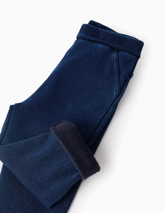 Jeggings Efeito Térmico para Bebé Menina, Azul Escuro