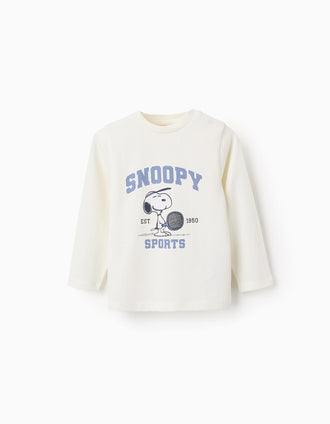 T-shirt à Manches Longues pour Bébé Garçon 'Snoopy', Blanc