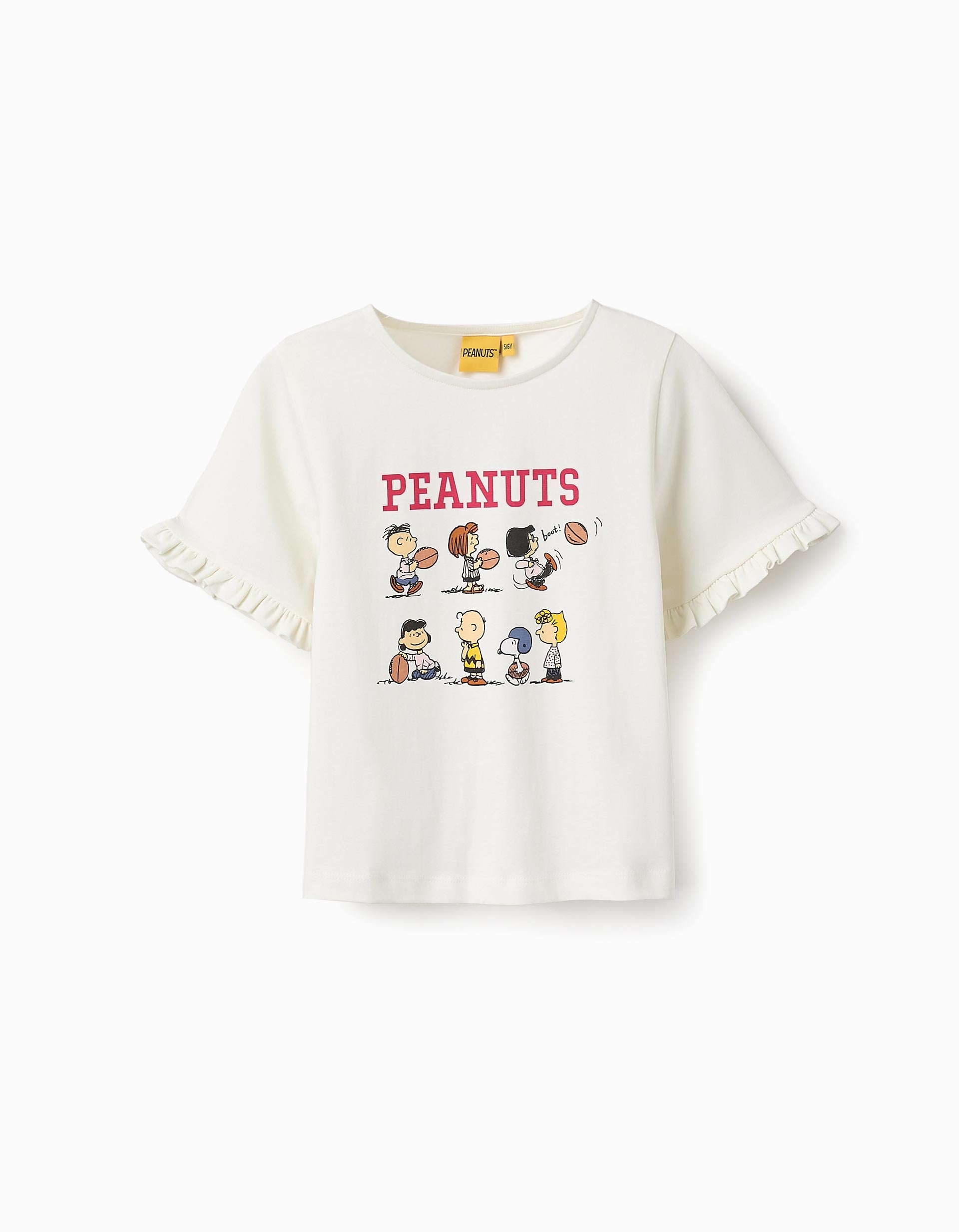 T-shirt de Cototn avec Volants pour Fille 'Peanuts', Blanc