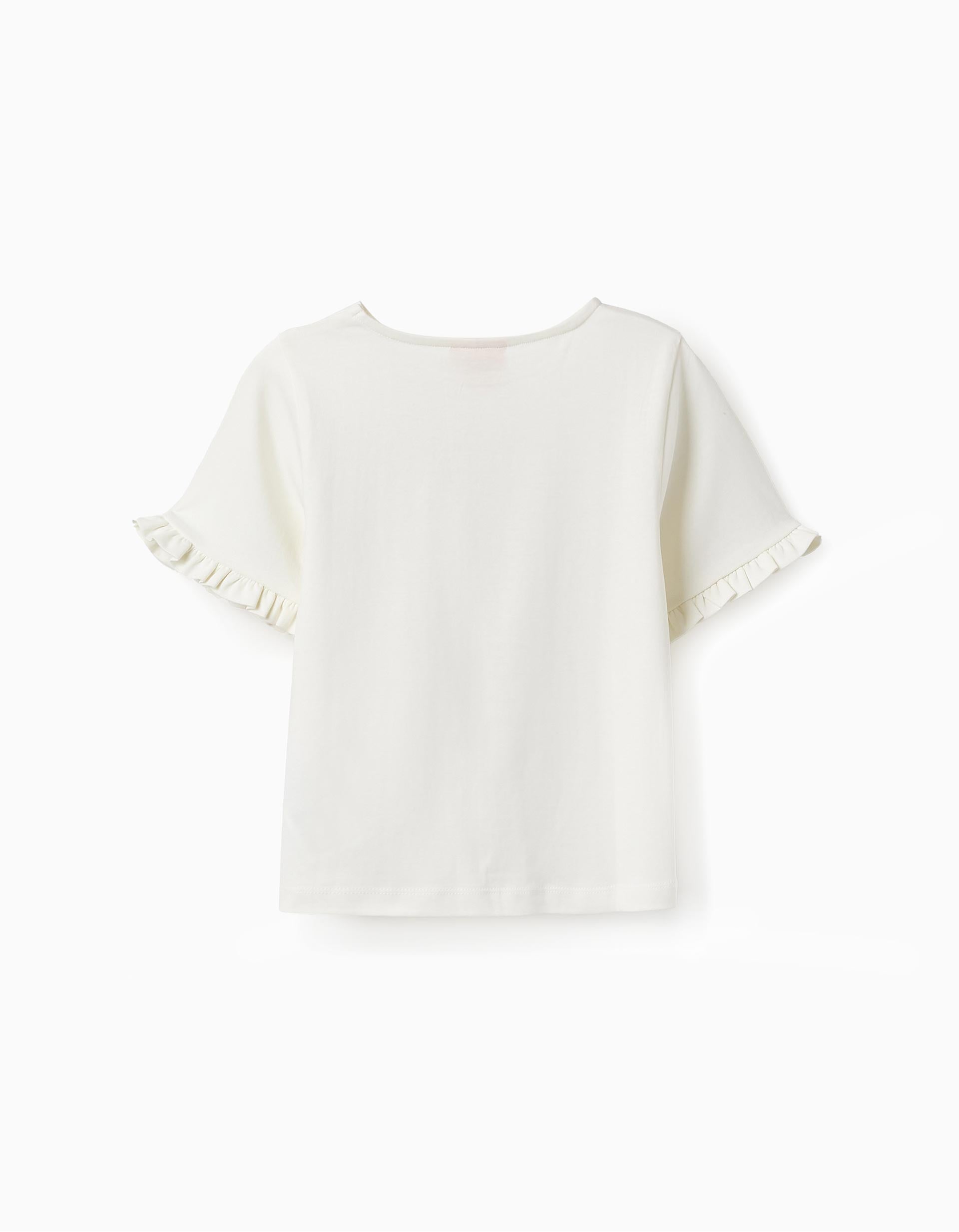 T-shirt de Cototn avec Volants pour Fille 'Peanuts', Blanc