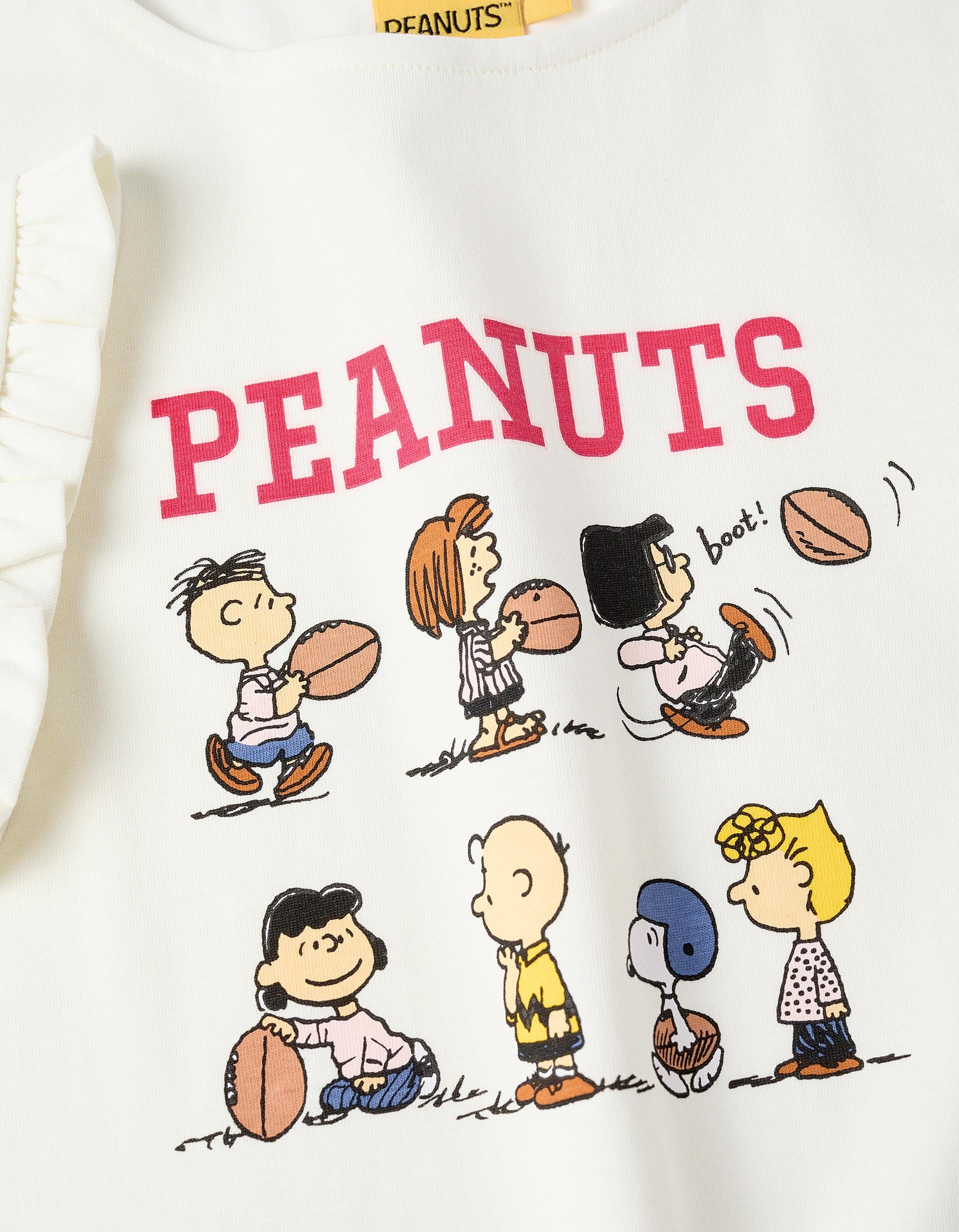 T-shirt de Cototn avec Volants pour Fille 'Peanuts', Blanc