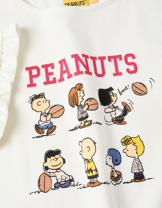 Camiseta de Algodón con Volantes para Niña 'Peanuts', Blanco