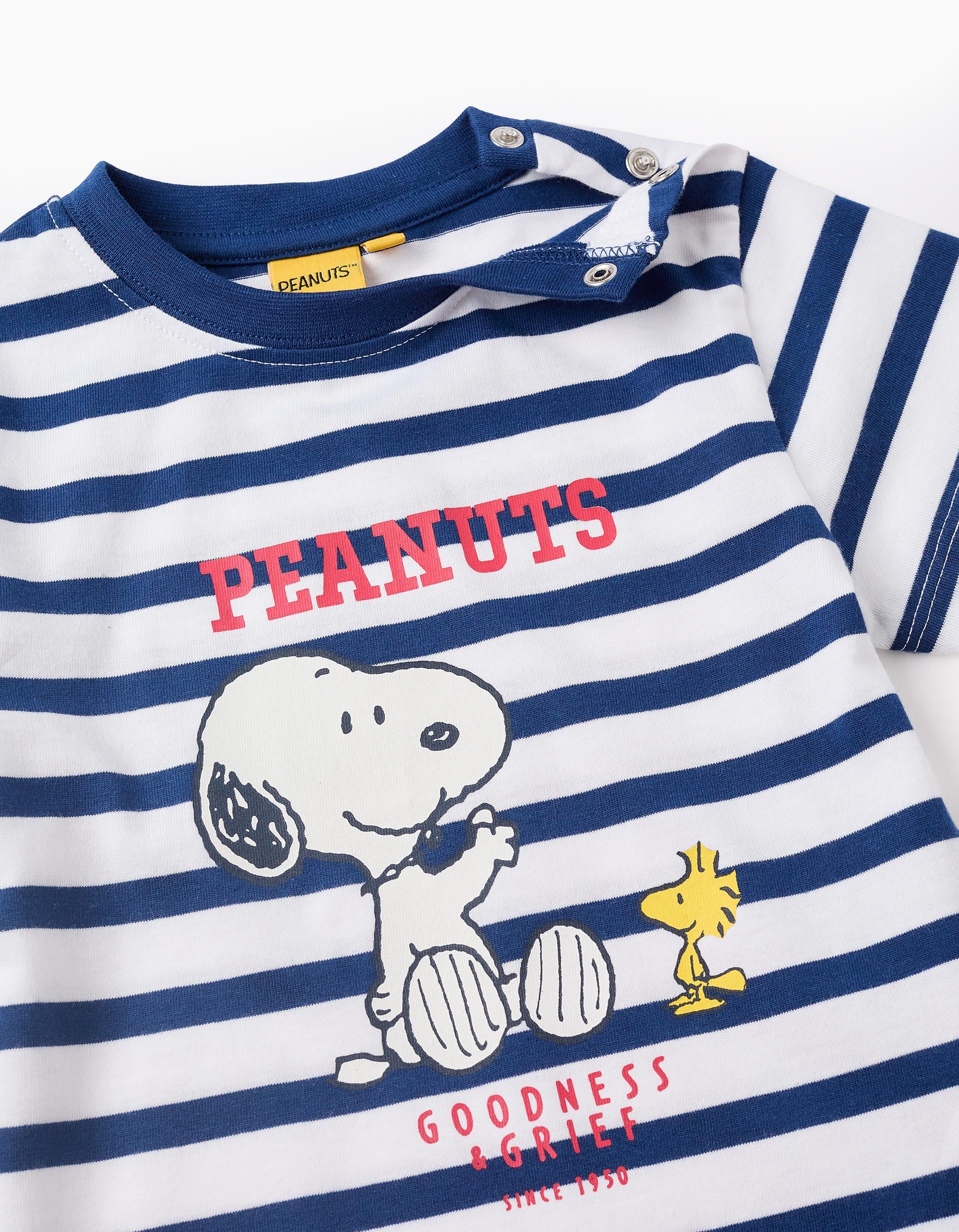 Striped T-shirt for Baby Boys 'Snoopy', White/Blue