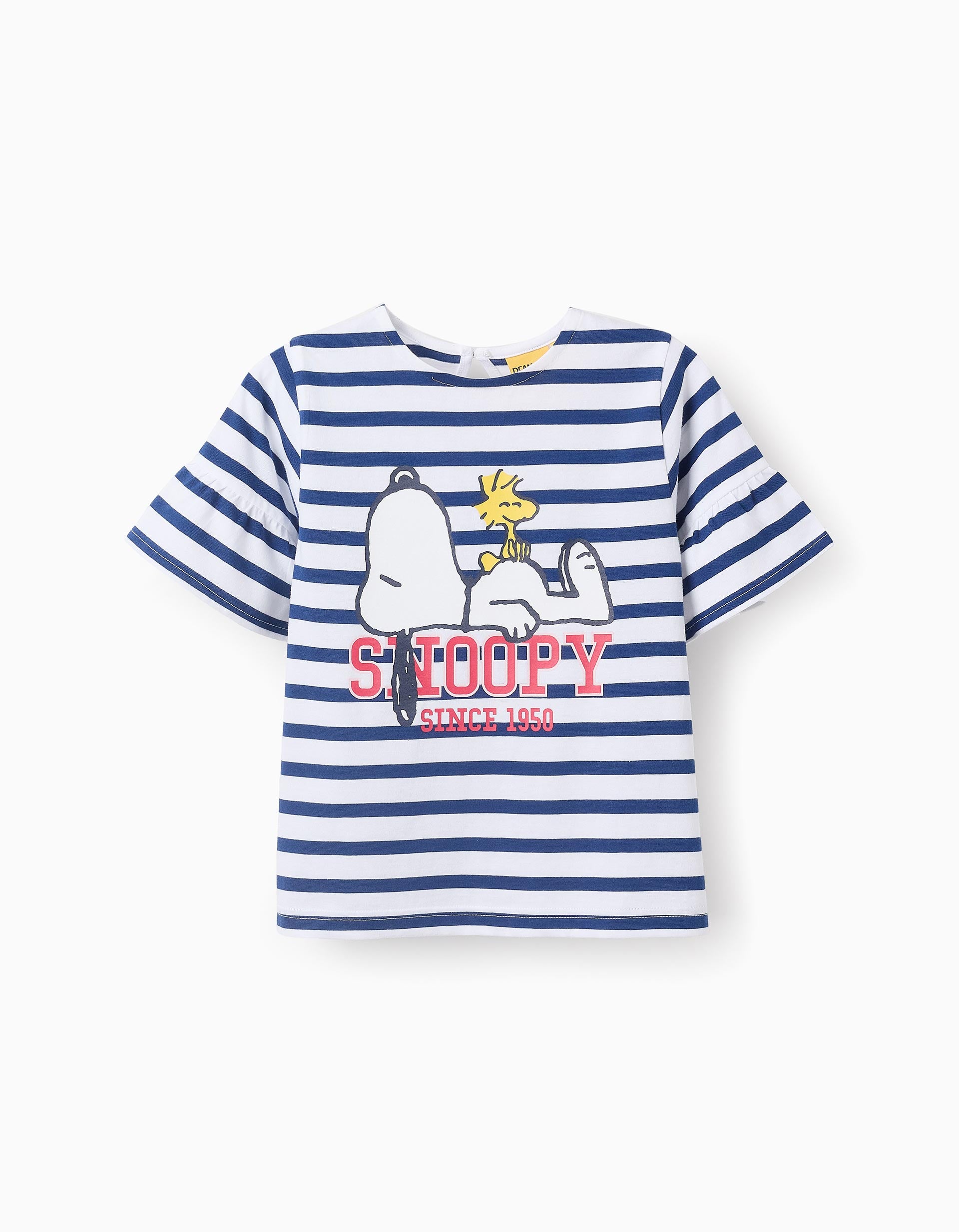 Striped T-shirt for Girls 'Snoopy', White/Blue