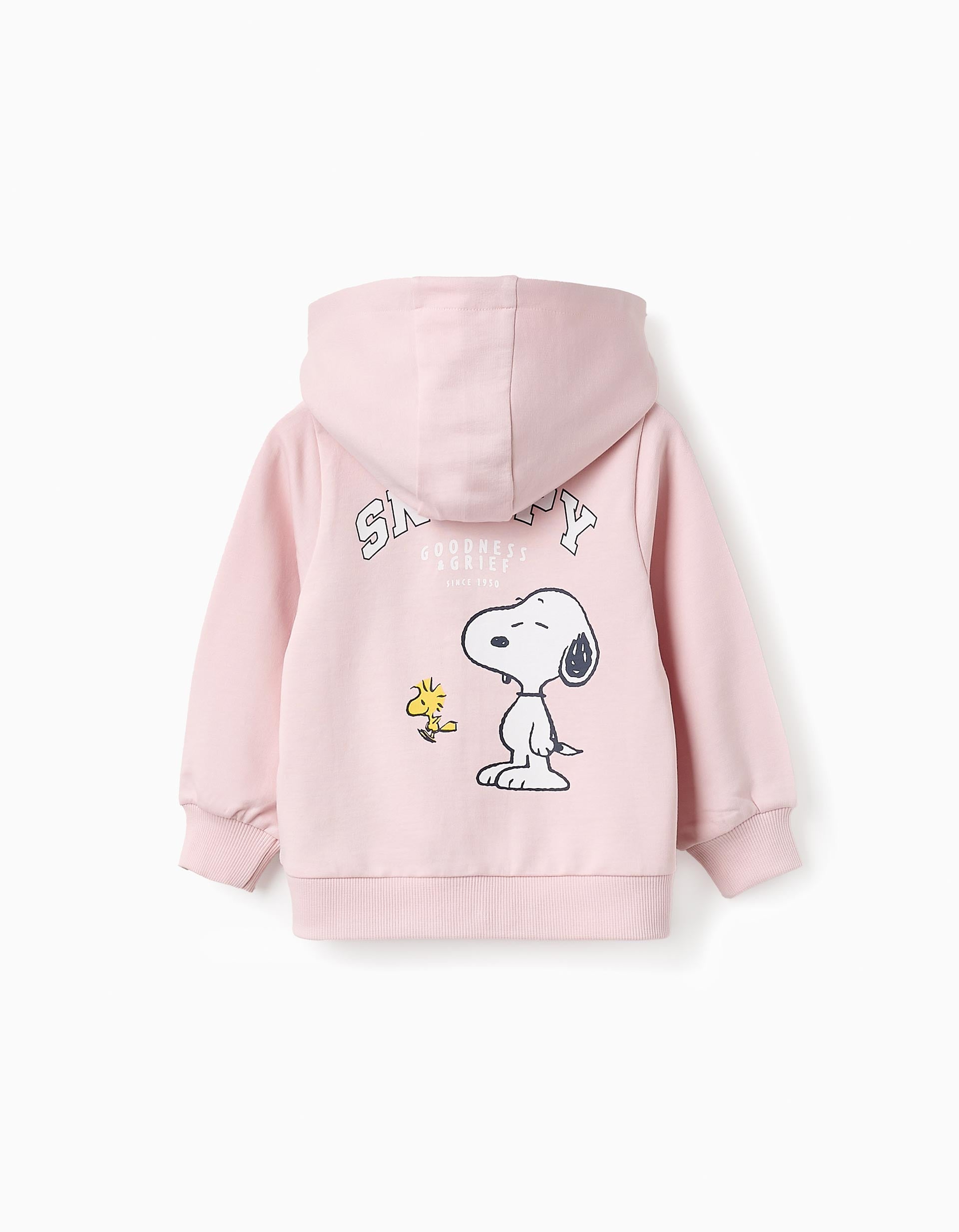 Cotton Hooded Jacket for Baby Girls 'Snoopy', Pink