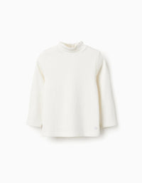Camiseta de Cuello Alto para Bebé Niña, Blanco