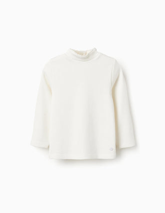 Camiseta de Cuello Alto para Bebé Niña, Blanco