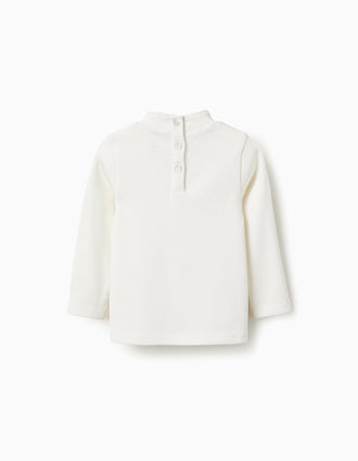 Camiseta de Cuello Alto para Bebé Niña, Blanco