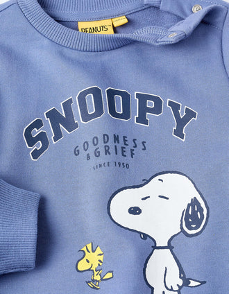 Sudadera + Pantalón de Algodón para Bebé Niño 'Snoopy', Azul/Gris