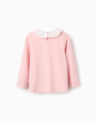 Camiseta de Manga Larga con Volantes para Niña 'Mariposa', Rosa