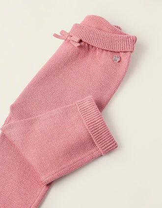 Pantalón de Punto con Tirantes Desmontables para Recién Nacida, Rosa