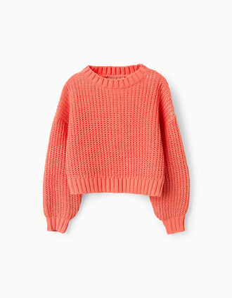 Camisola de Malha Curta para Menina, Laranja