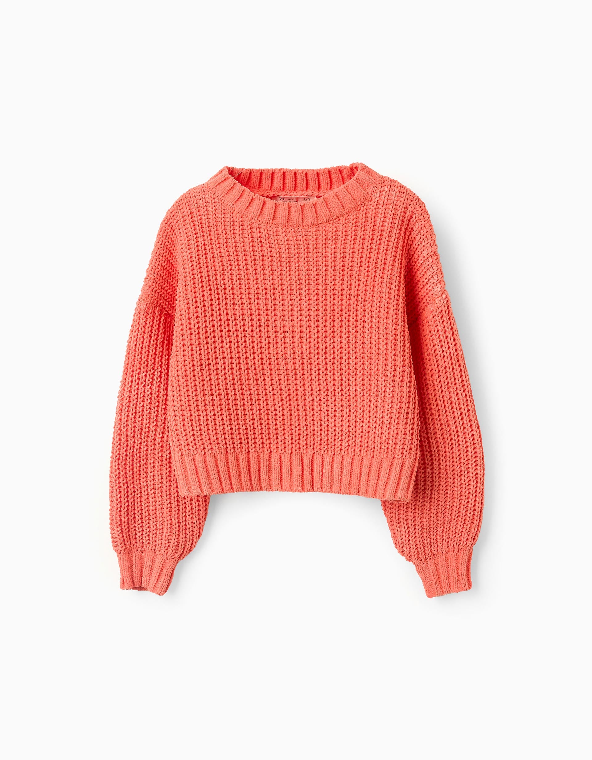 Cropped Knit Jumper for Girls, Orange