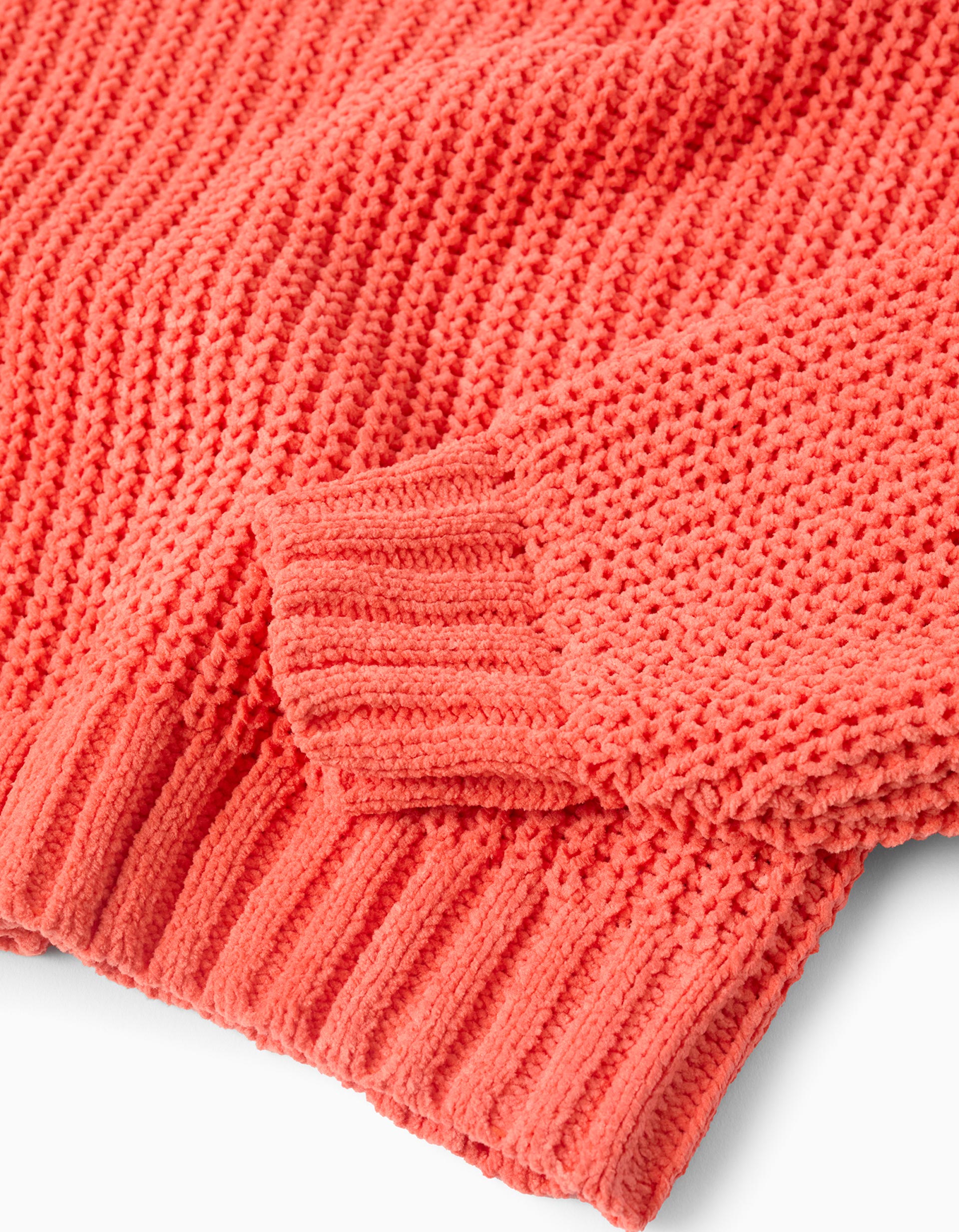 Cropped Knit Jumper for Girls, Orange