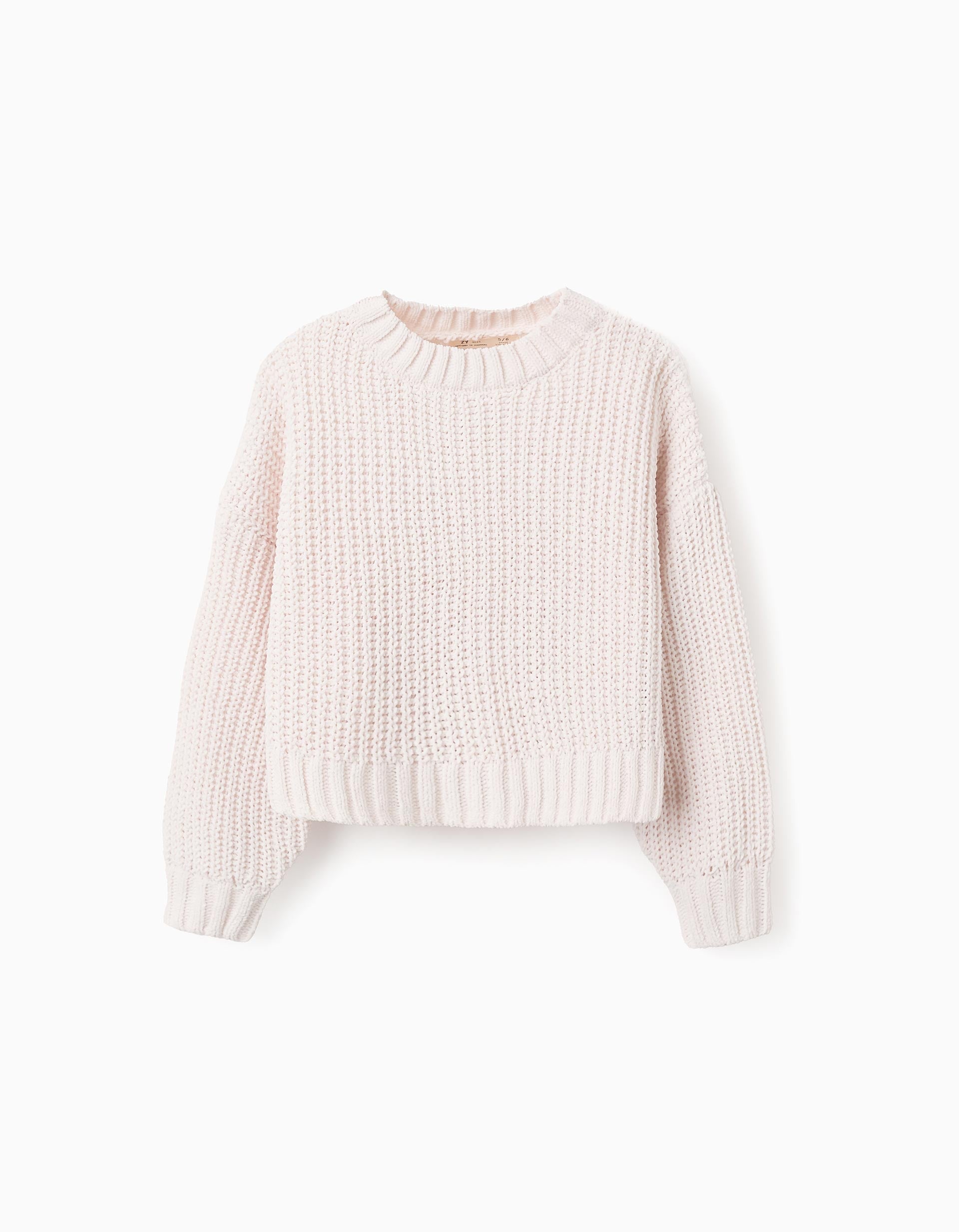 Wavy Knit Jumper for Girls, Beige