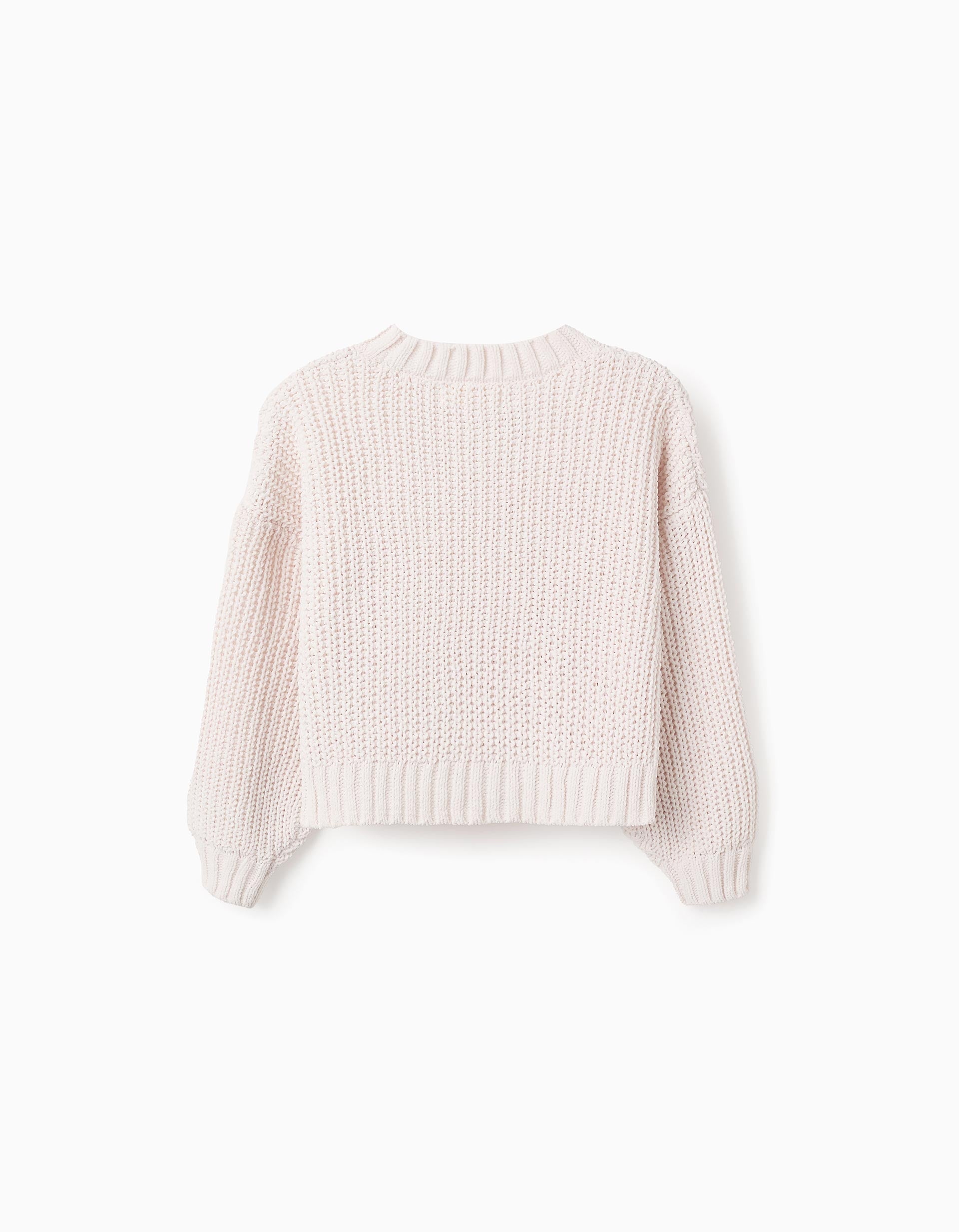 Wavy Knit Jumper for Girls, Beige