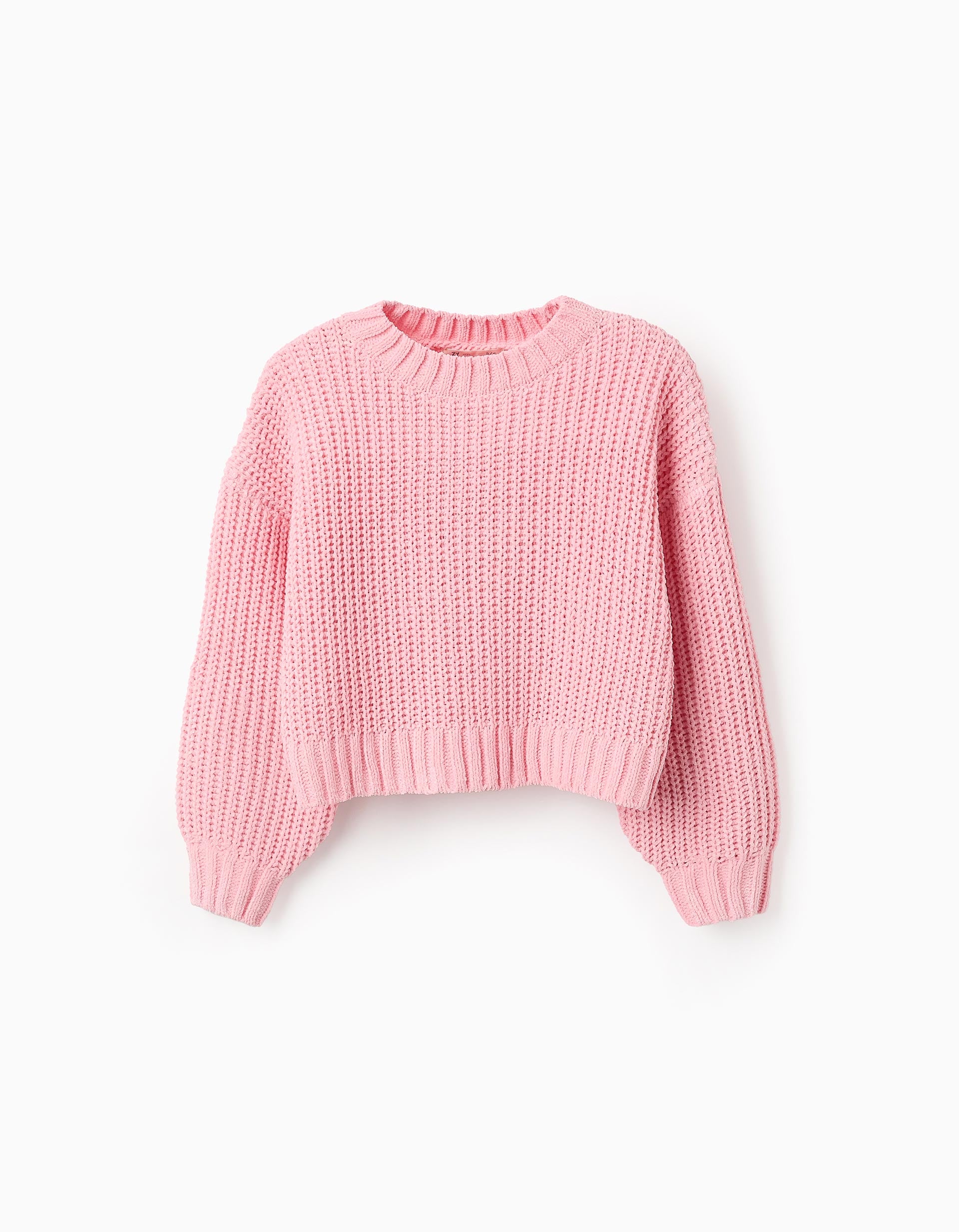 Cropped Knit Jumper for Girls, Pink