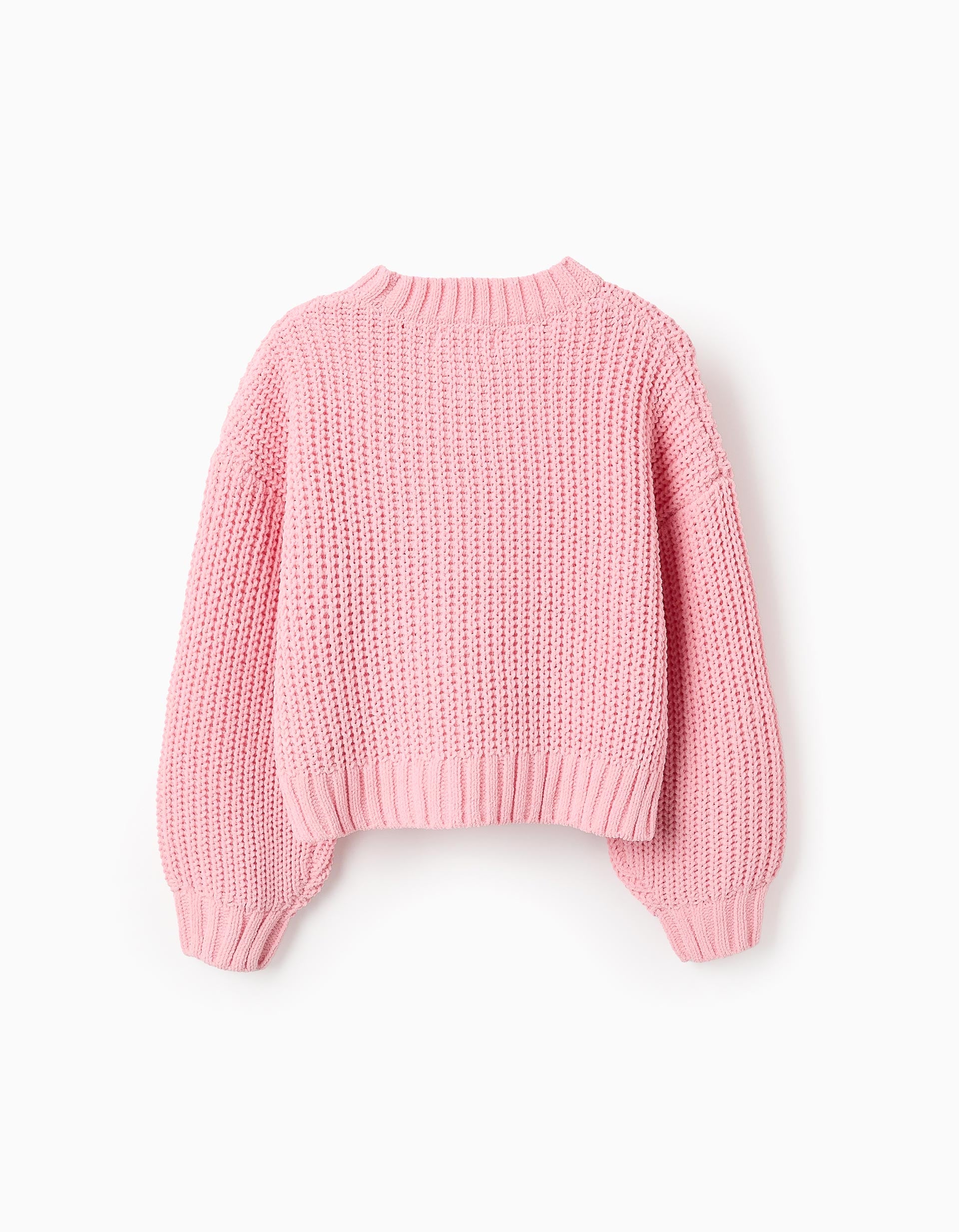 Cropped Knit Jumper for Girls, Pink