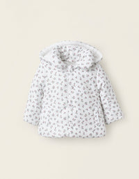 Abrigo Acolchado con Capucha Desmontable para Recién Nacida, Blanco