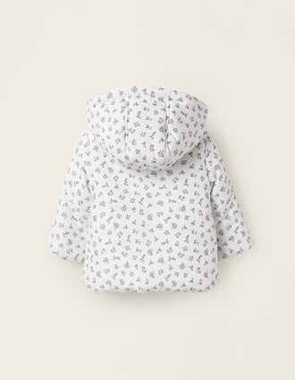 Abrigo Acolchado con Capucha Desmontable para Recién Nacida, Blanco
