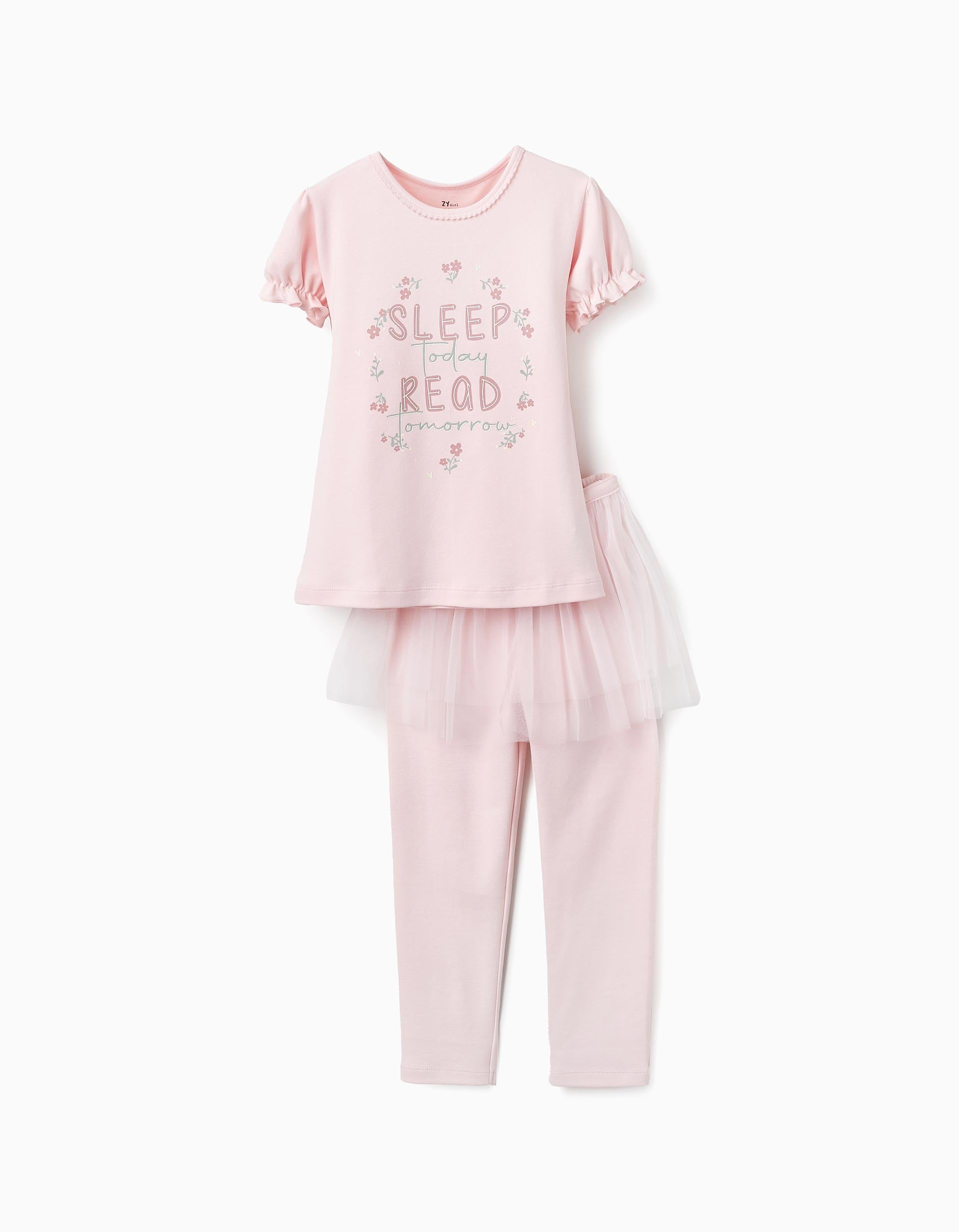 Glow in the Dark Pyjama with Tulle Skirt for Girls 'Sleep', Pink