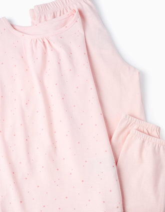 Pijama de Algodão para Menina 'Estrelas', Rosa Claro