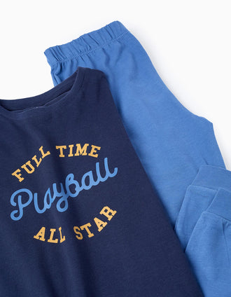 Pijama de Algodão para Menino 'Playball', Azul