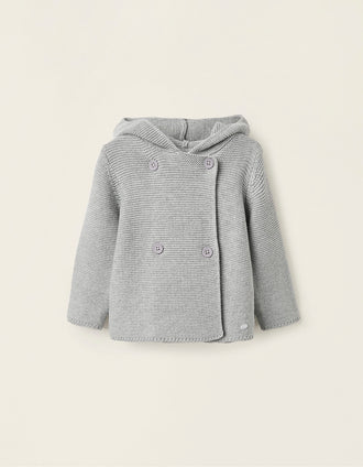 Chaqueta de Punto de Algodón para Recién Nacido, Gris