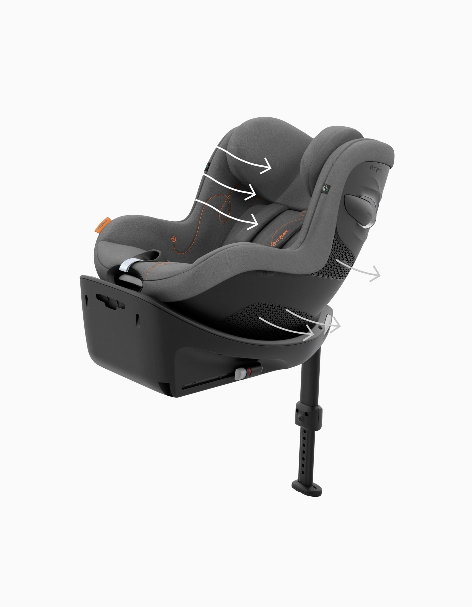 Car Seat I-Size Cybex Sirona G with Base (61-105), Lava Grey