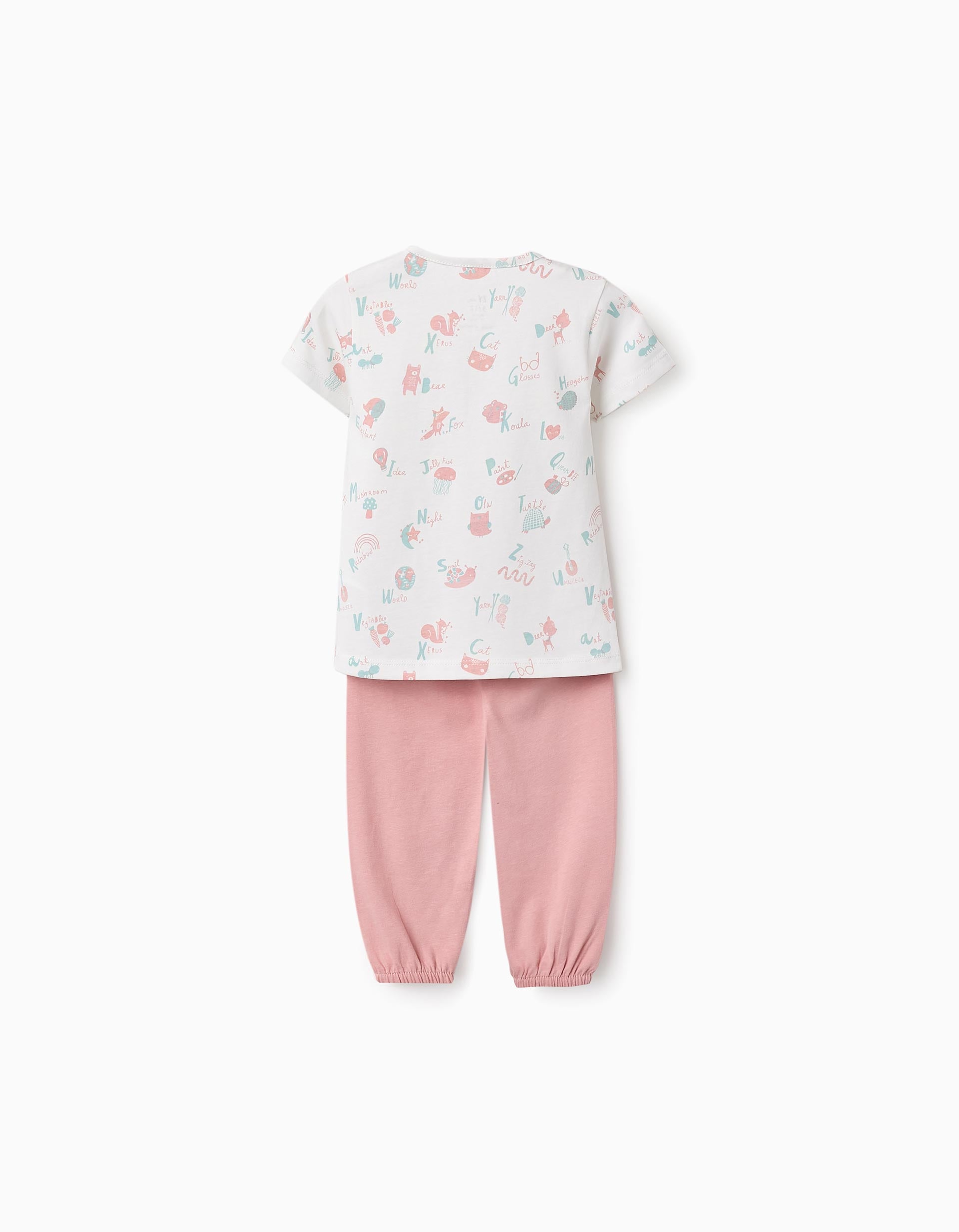 Cotton Pyjama for Baby Girls 'Rainbow', White/Pink