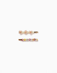 Pack 2 Pinces à Cheveux avec Fleurs pour Nouveau-née et Fille, Multicolore