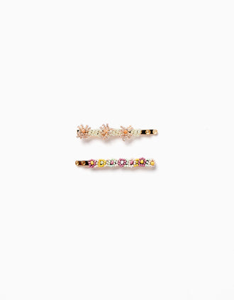 Pack 2 Ganchos de Missangas com Flores para Bebé e Menina, Multicolor