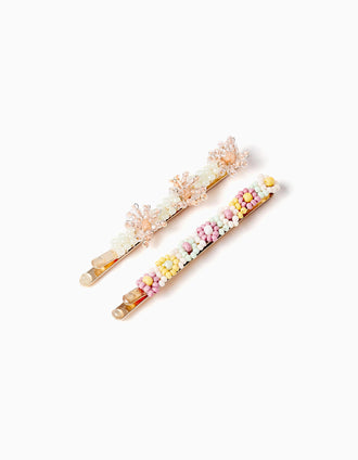 Pack 2 Ganchos de Missangas com Flores para Bebé e Menina, Multicolor