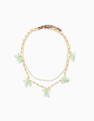 Colar de Missangas Duplo com Lacinhos para Menina, Multicolor